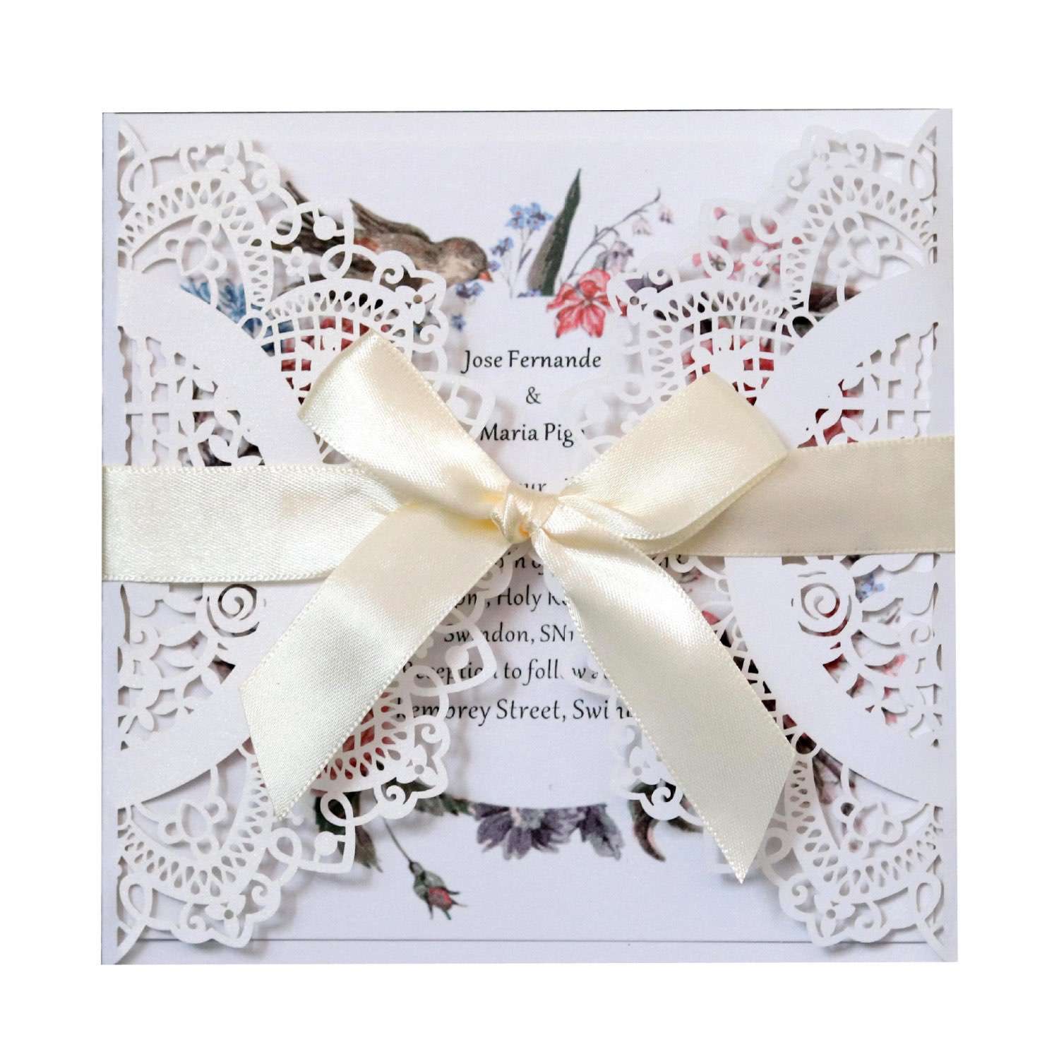 Square Invitation Card  Navy-blue Laser Cut Wedding Invitation Card